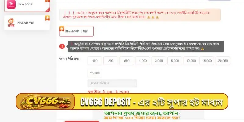 CV666 deposit - এর ২টি সুপার হট মাধ্যম